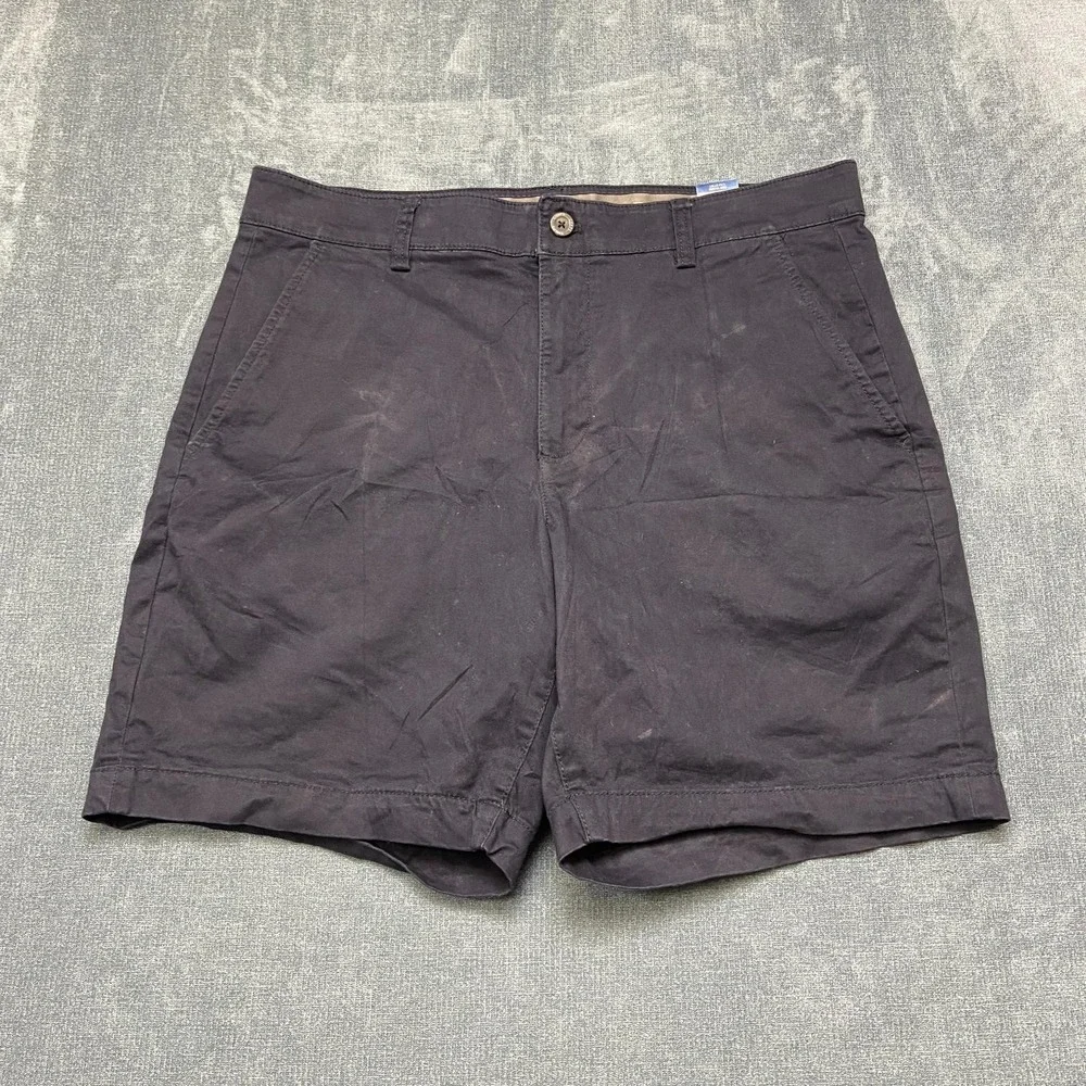 Chaps Chino Shorts Mens 34 Blue Cotton Stretch Twill High Rise Flat Front Casual